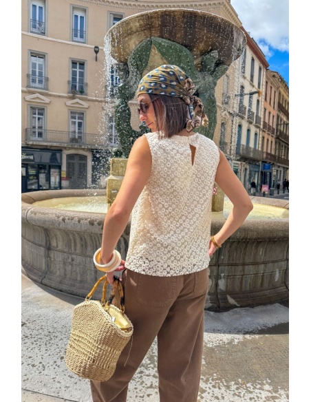 TOP FEMME DENTEL ECRU E26