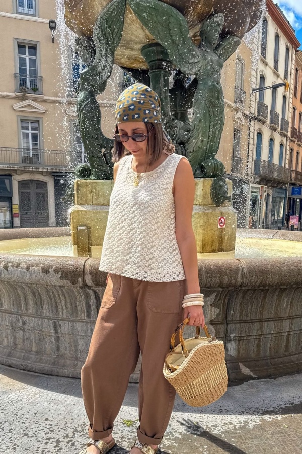 TOP FEMME DENTEL ECRU E26