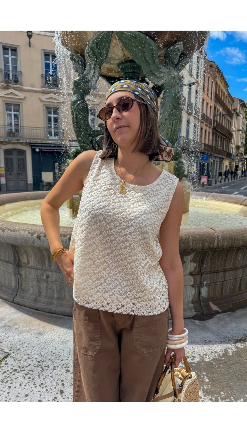 TOP FEMME DENTEL ECRU E26