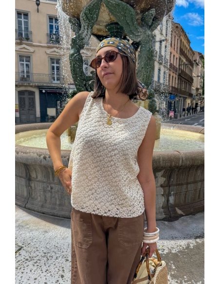 TOP FEMME DENTEL ECRU E26
