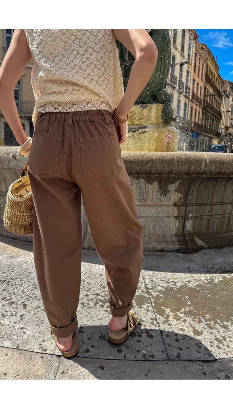 PANTALON FEMME  MARRON E26