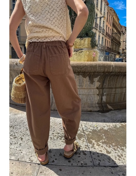 PANTALON FEMME  MARRON E26