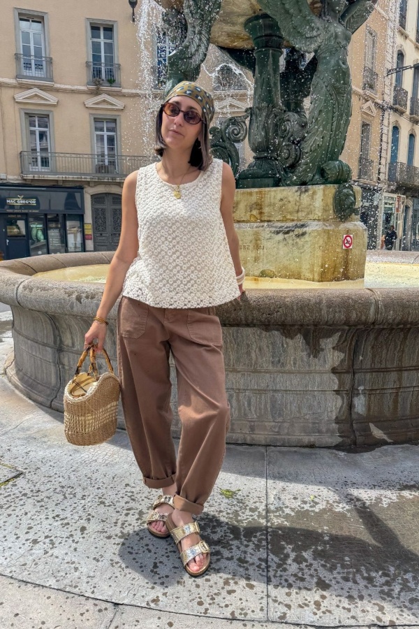 PANTALON FEMME  MARRON E26