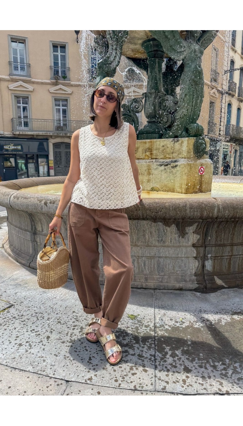 PANTALON FEMME  MARRON E26
