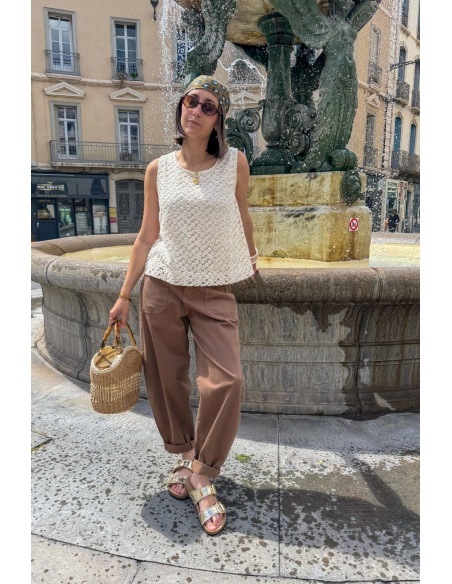 PANTALON FEMME  MARRON E26