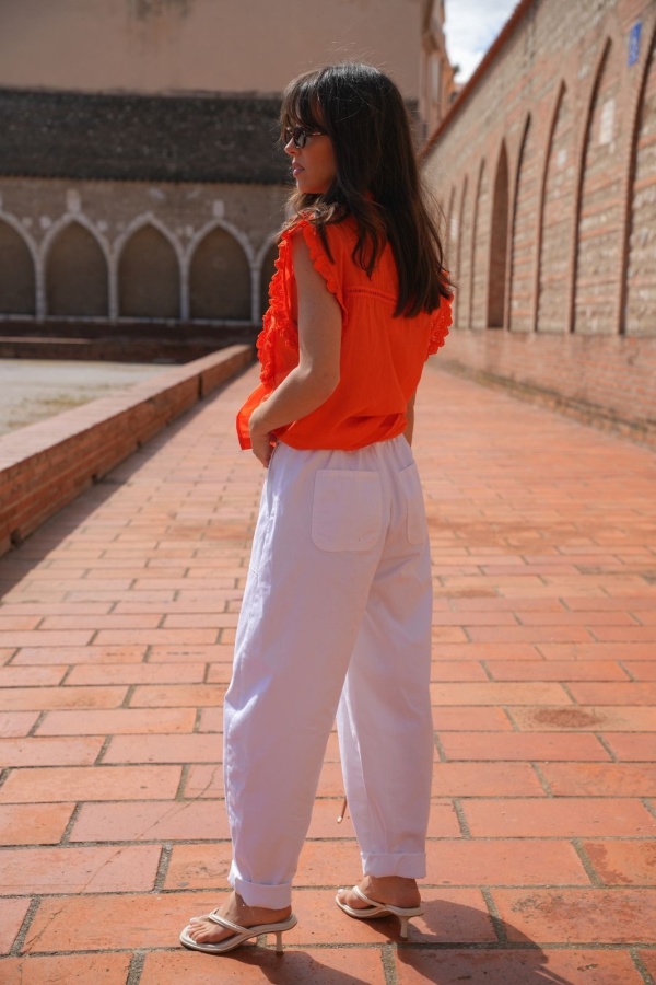 PANTALON FEMME  BLANC E26 2