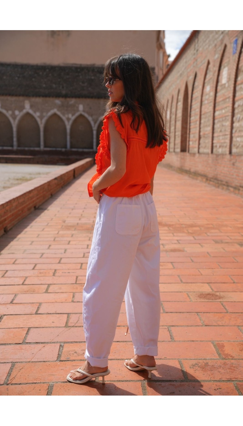 PANTALON FEMME  BLANC E26
