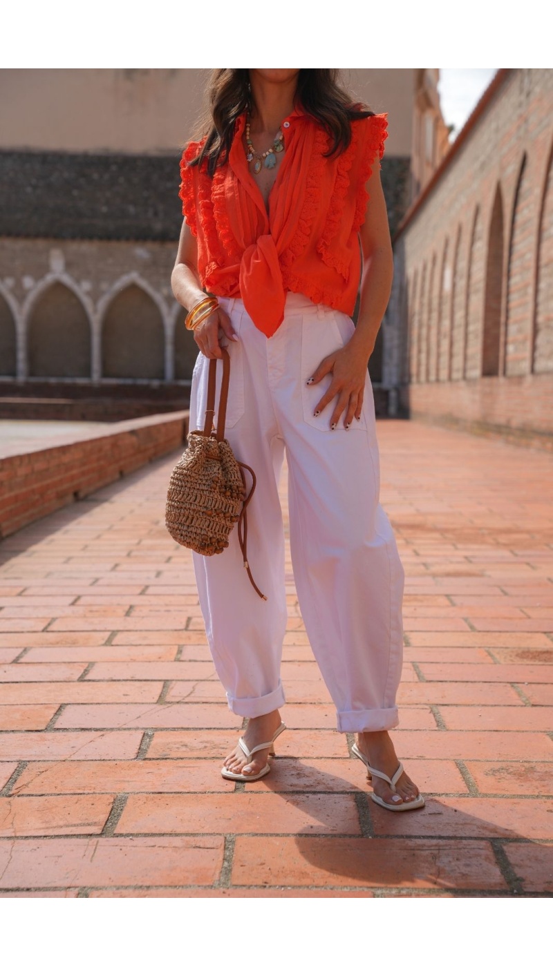 PANTALON FEMME  BLANC E26