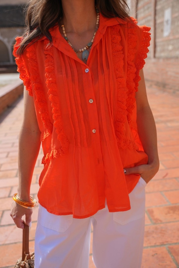 CHEMISIER VOLANT ORANGE E26 2