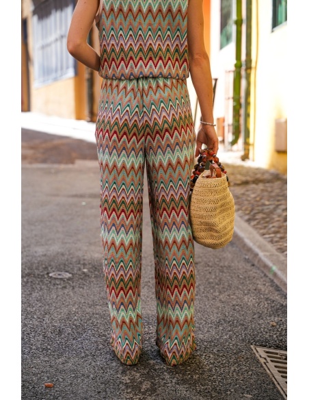 PANTALON FEMME IMPRI VERT E26
