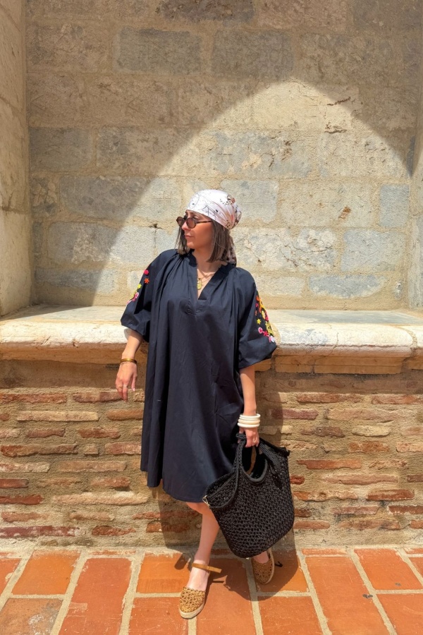 ROBES FEMME BRODE MARINE E26 2