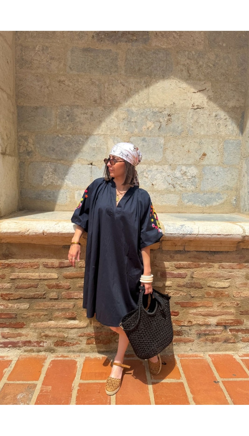 ROBES FEMME BRODE MARINE E26