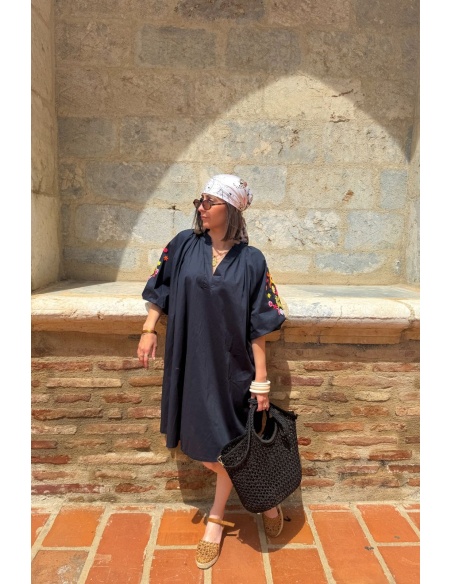 ROBES FEMME BRODE MARINE E26