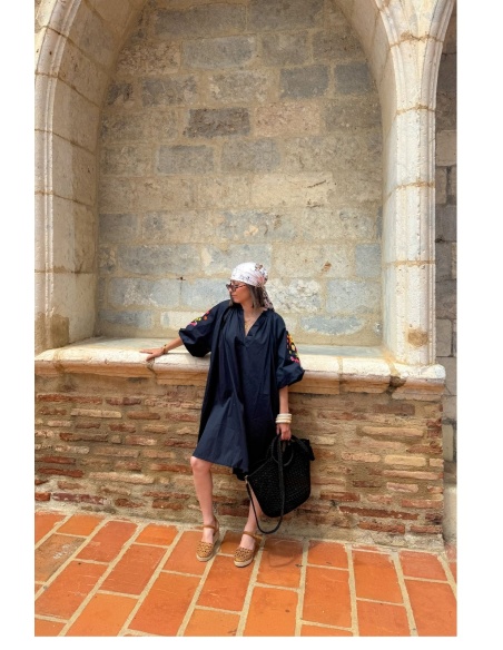 ROBES FEMME BRODE MARINE E26