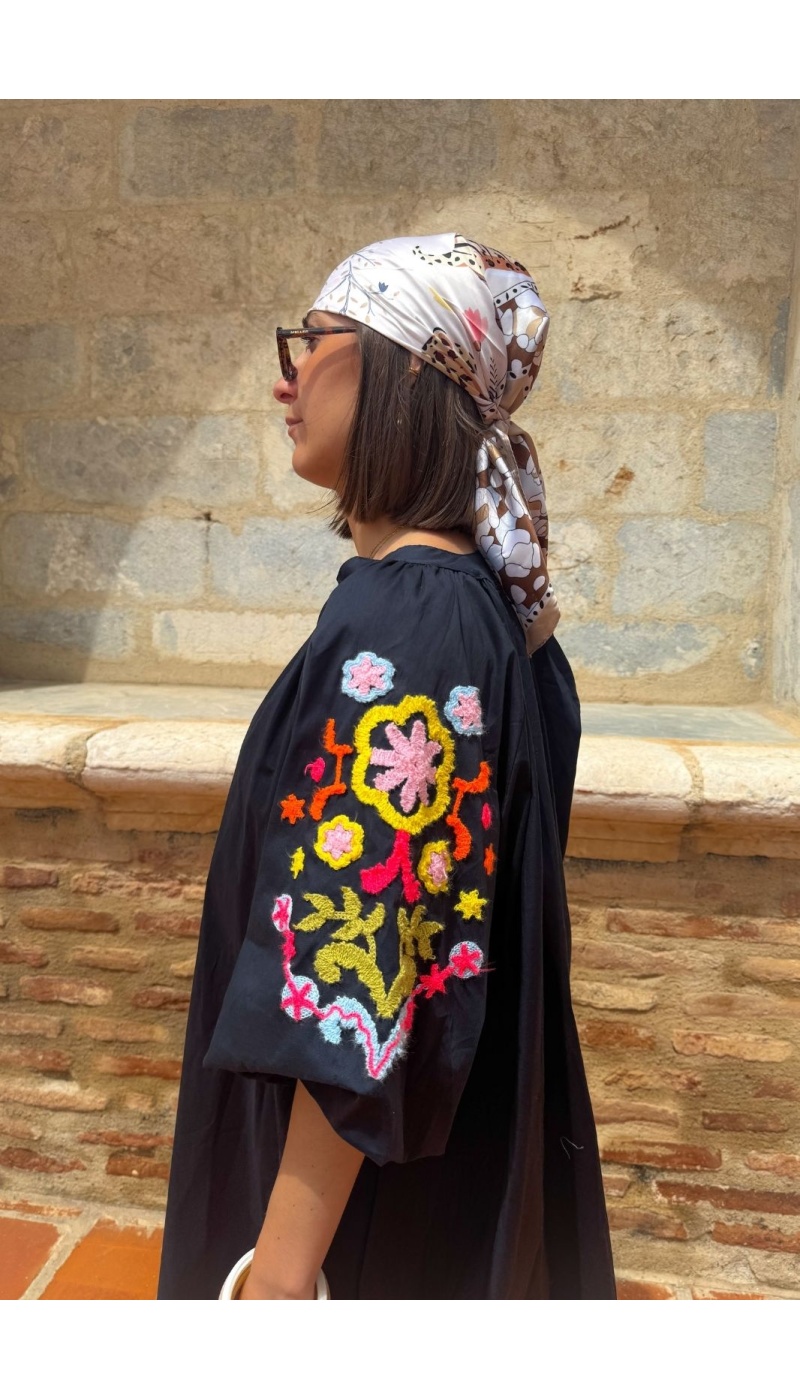 ROBES FEMME BRODE MARINE E26