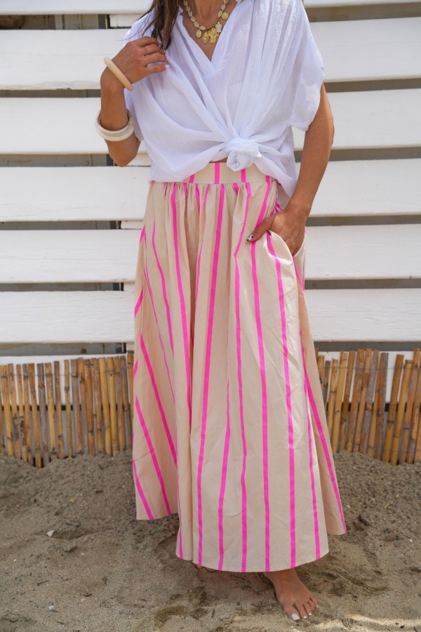 Jupe Rayée Rose MANY - Élégance et Style pour Femmes 2