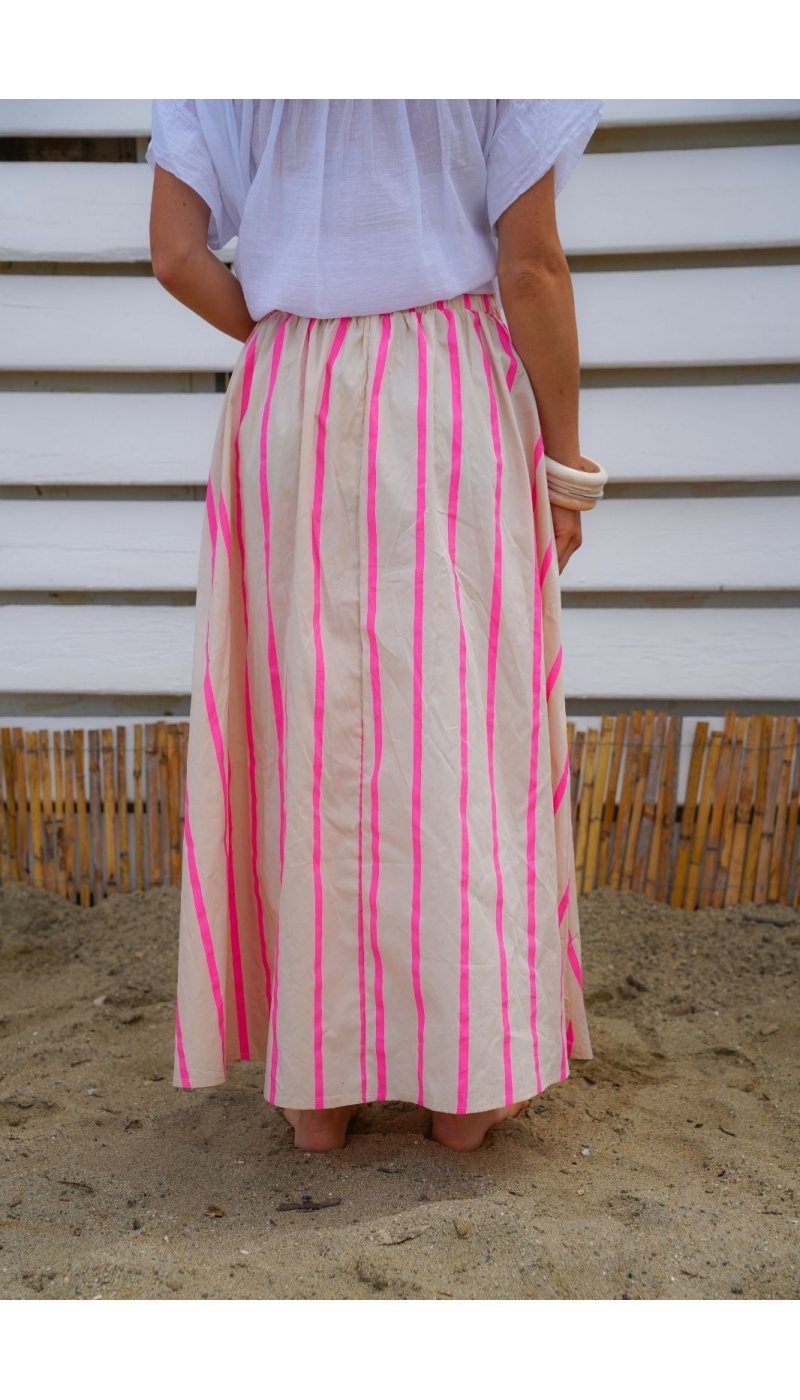 Jupe Rayée Rose MANY - Élégance et Style pour Femmes