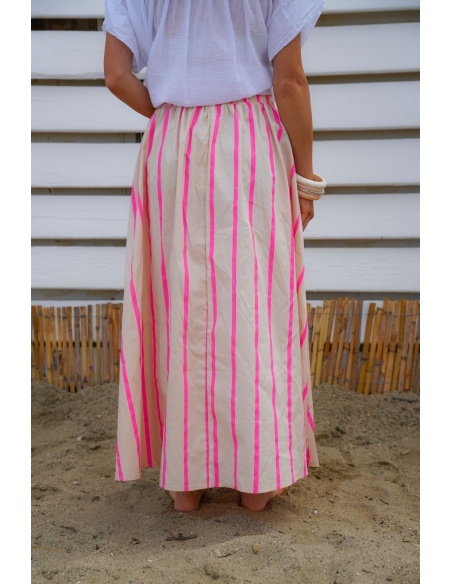 Jupe Rayée Rose MANY - Élégance et Style pour Femmes