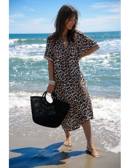Robe Longue Léopard VAIANA - Élégance et Style à Domicile
