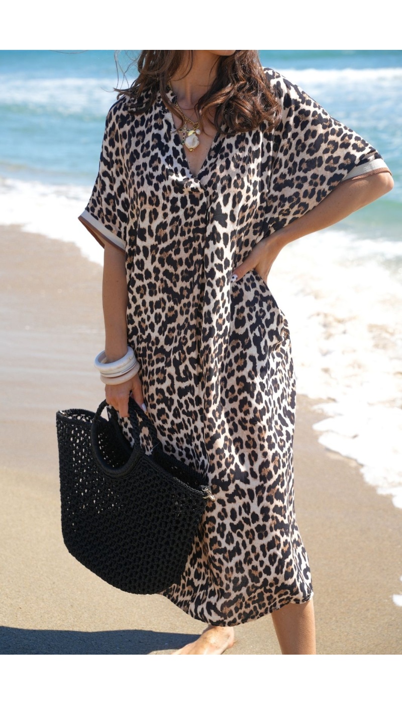 Robe Longue Léopard VAIANA - Élégance et Style à Domicile