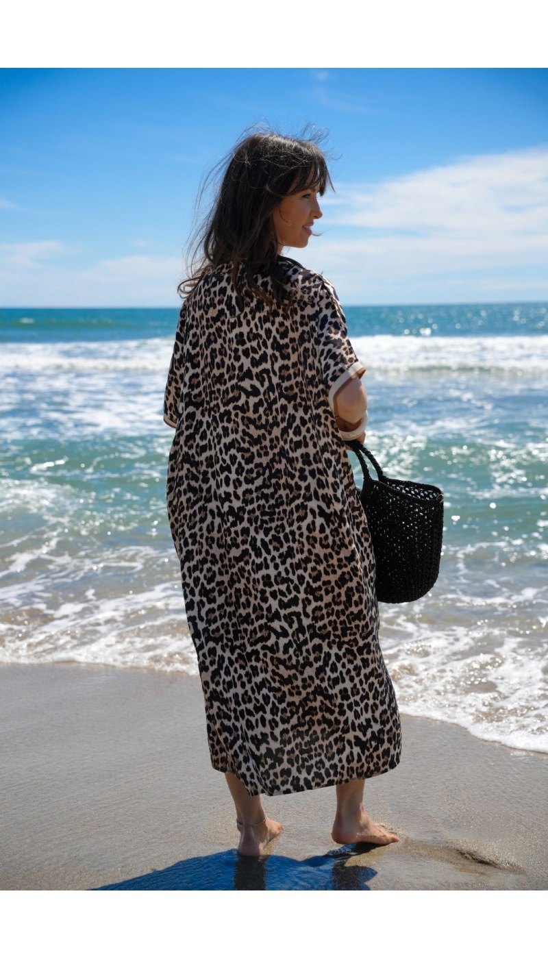 Robe Longue Léopard VAIANA - Élégance et Style à Domicile