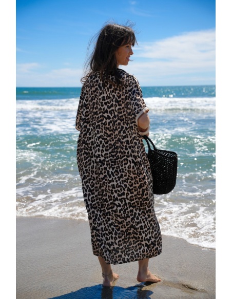 Robe Longue Léopard VAIANA - Élégance et Style à Domicile