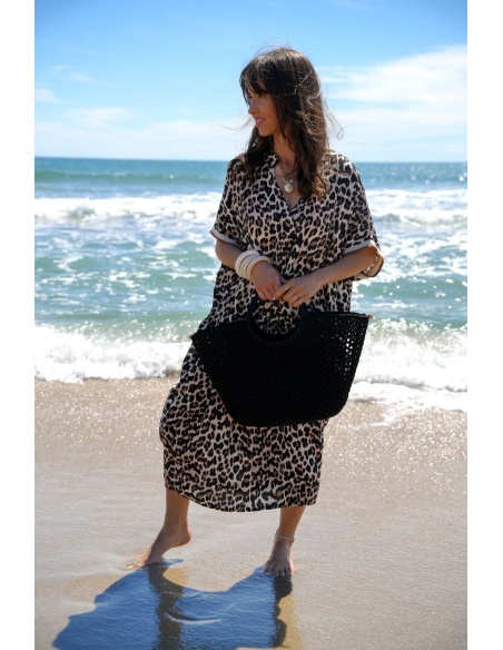 Robe Longue Léopard VAIANA - Élégance et Style à Domicile