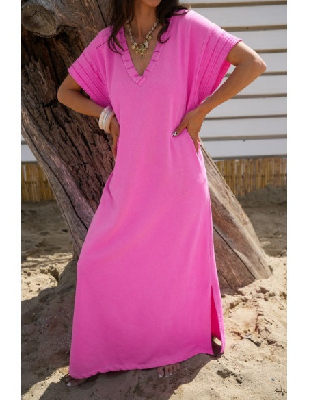 Robe Longue Rose Banditas BELMONT - Élégance et Confort à Domicile
