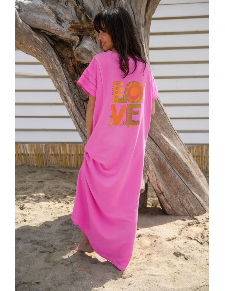 Robe Longue Rose Banditas BELMONT - Élégance et Confort à Domicile