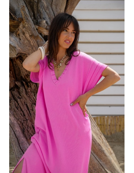 Robe Longue Rose Banditas BELMONT - Élégance et Confort à Domicile