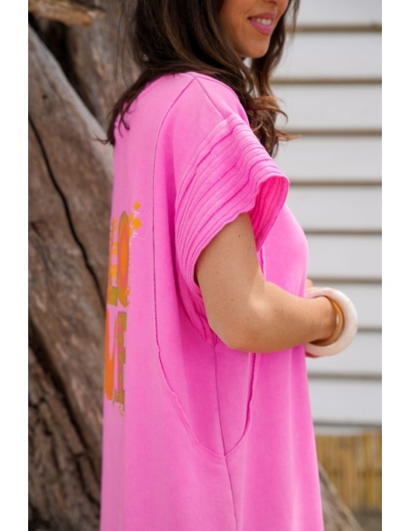 Robe Longue Rose Banditas BELMONT - Élégance et Confort à Domicile