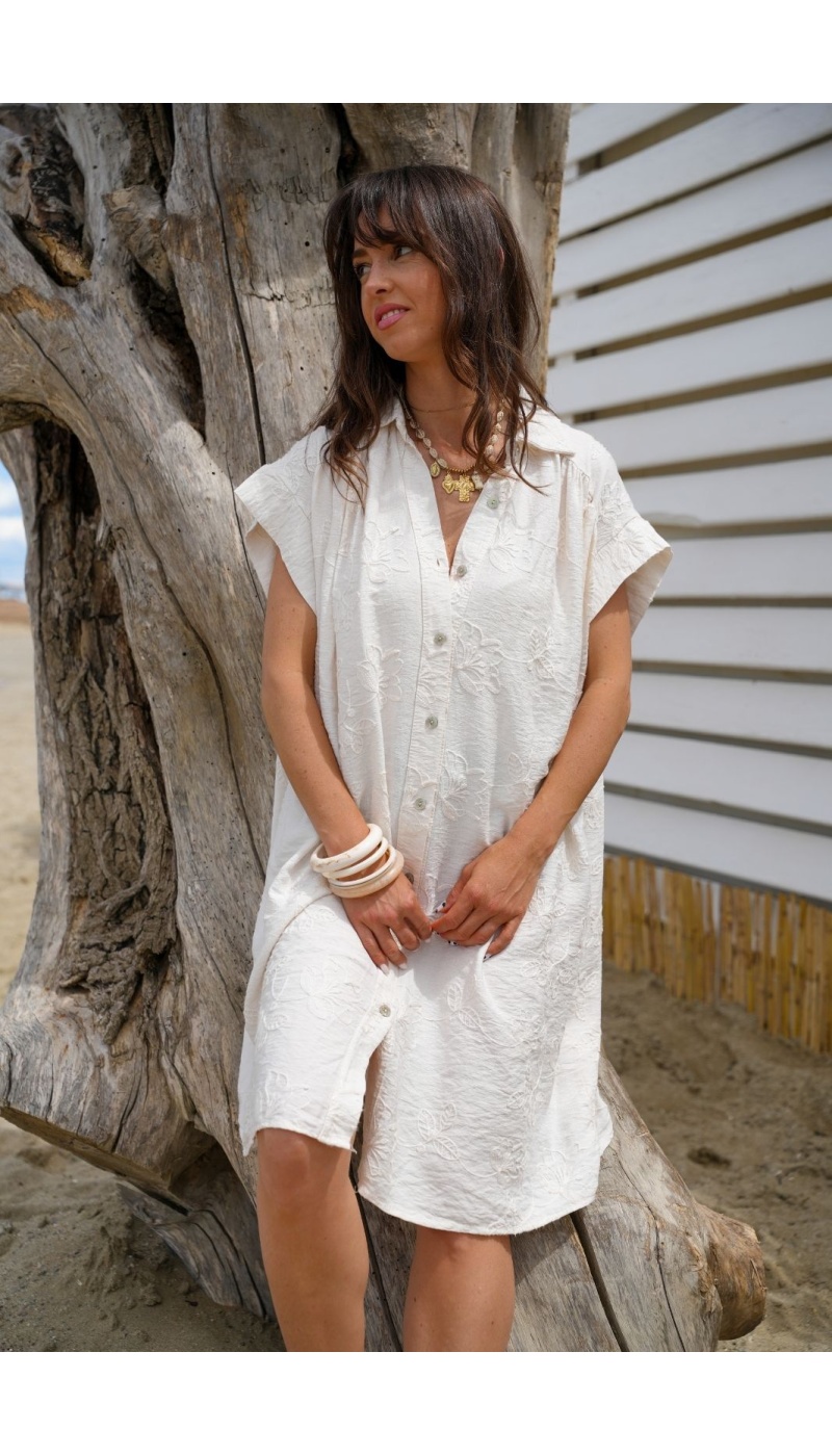 ROBES FEMME BRODE ECRU E26