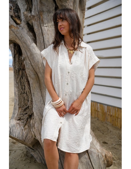 ROBES FEMME BRODE ECRU E26