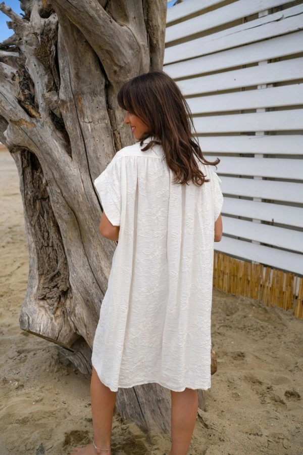 ROBES FEMME BRODE ECRU E26 2