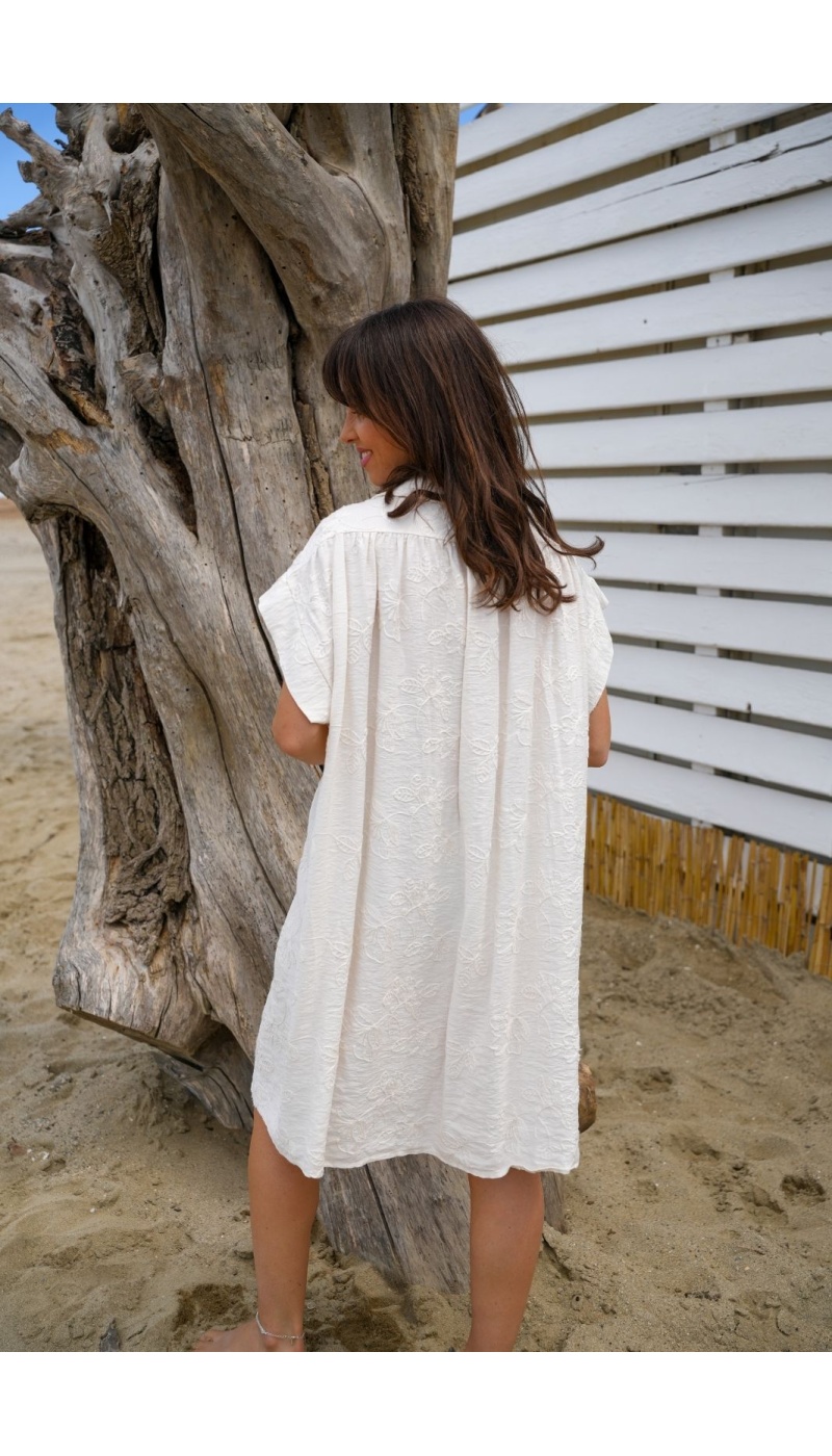 ROBES FEMME BRODE ECRU E26