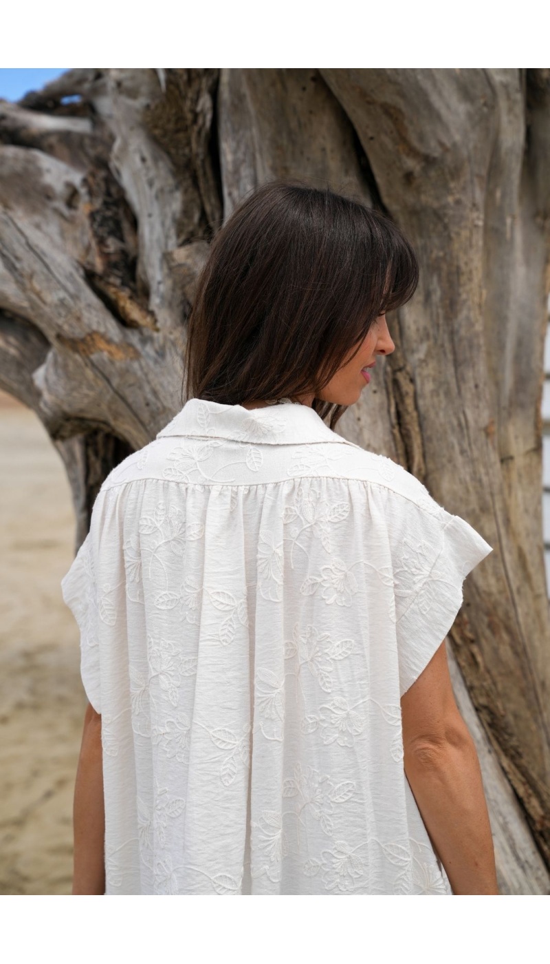 ROBES FEMME BRODE ECRU E26