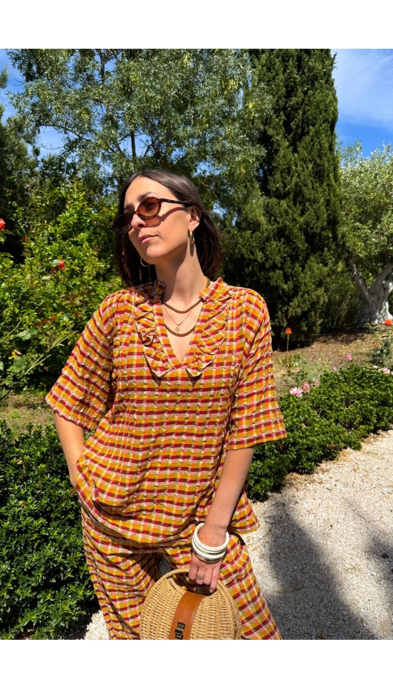 BLOUSE ROUGE ORANGE E26