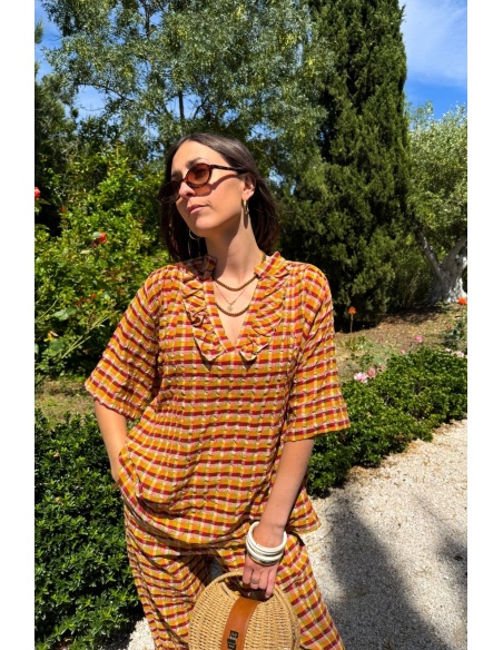 BLOUSE ROUGE ORANGE E26