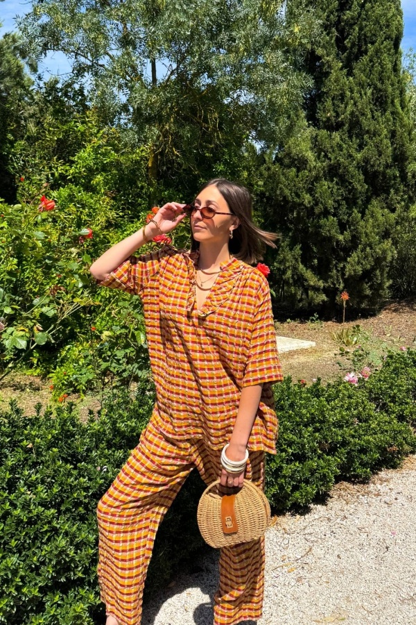 PANTALON FEMME ROUGE ORANGE E26 2