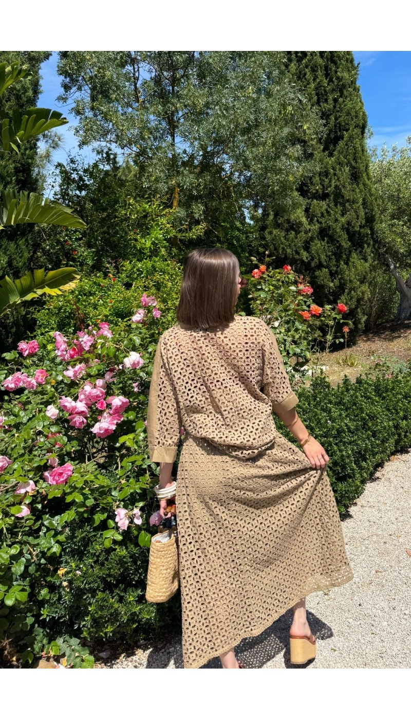 JUPES FEMME BRODE BEIGE E26