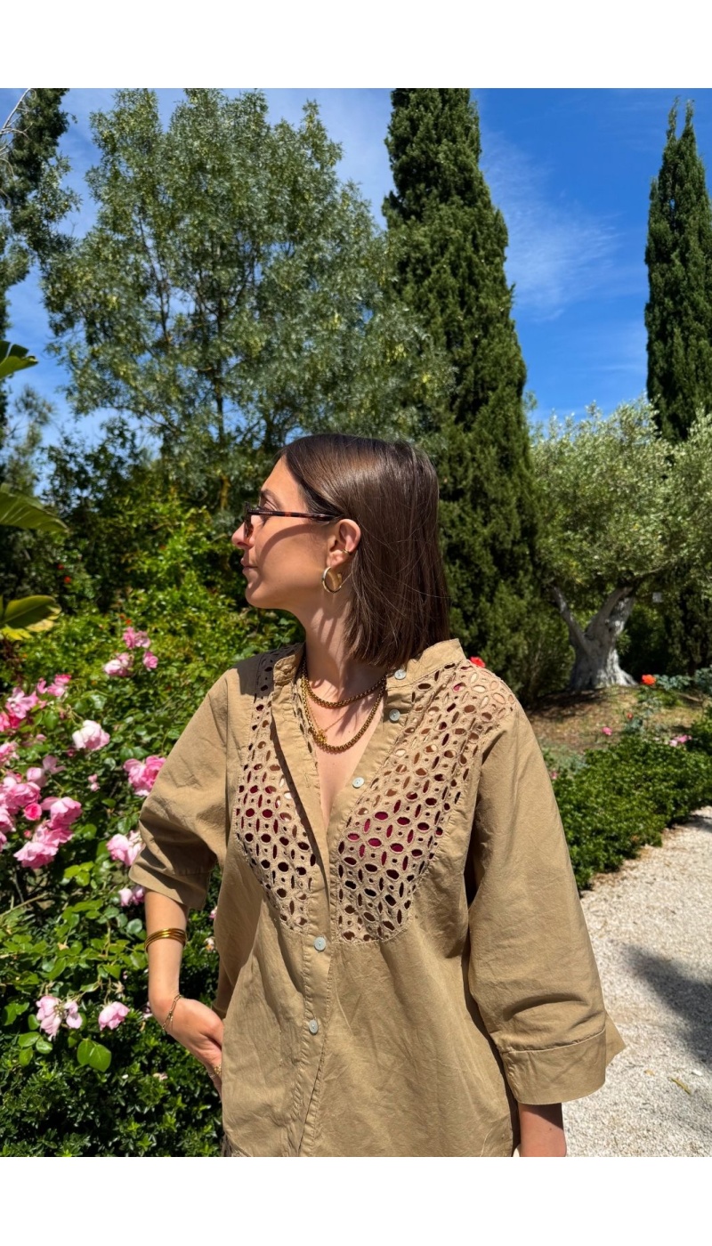 BLOUSE BRODE BEIGE E26