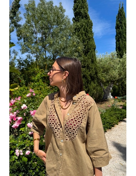 BLOUSE BRODE BEIGE E26