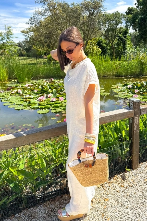 Pantalon Satiné Ecru ALBA