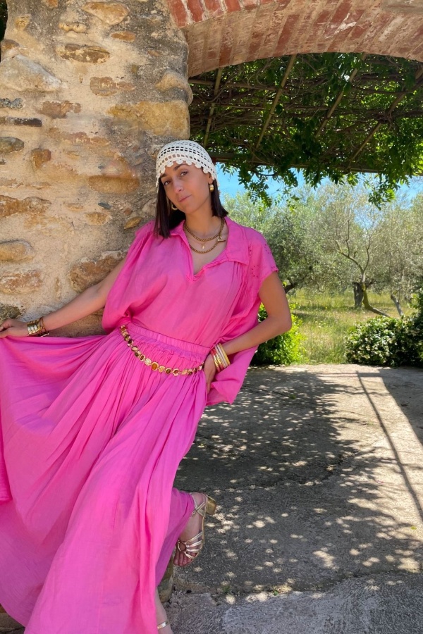 Blouse Macramé Fushia 2