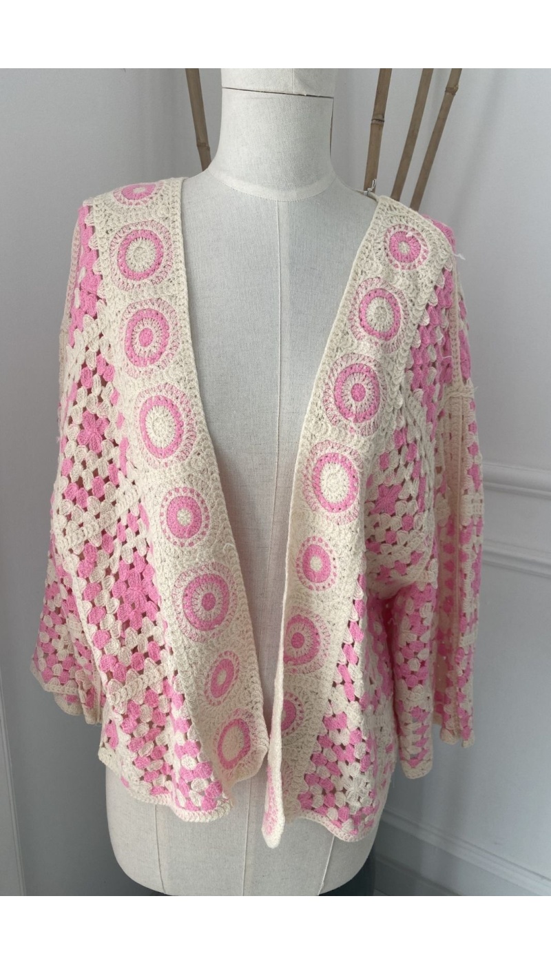 Gilet Macramé Rose PINAY