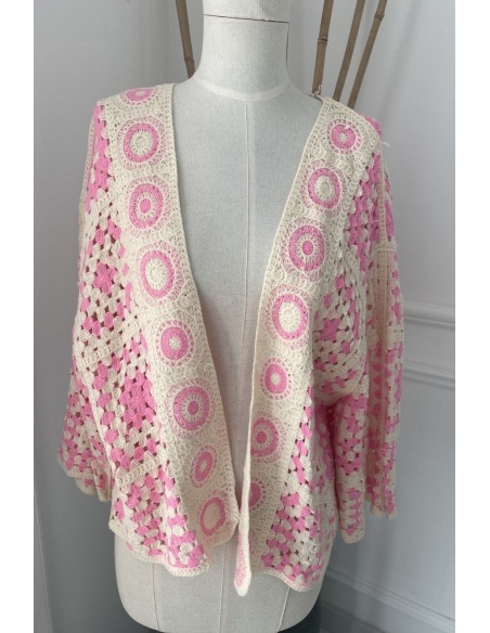 Gilet Macramé Rose PINAY