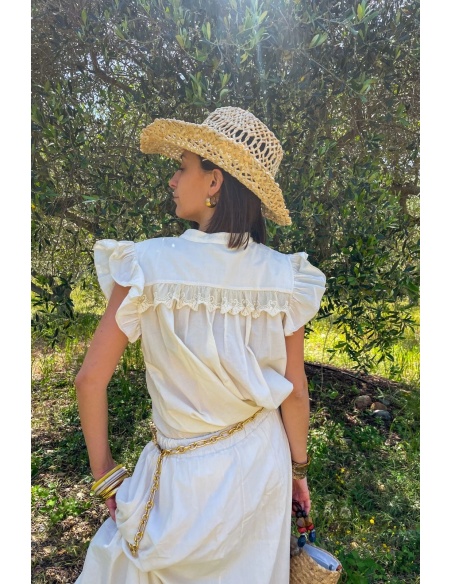 Blouse Volant Ecru Johanna JADE
