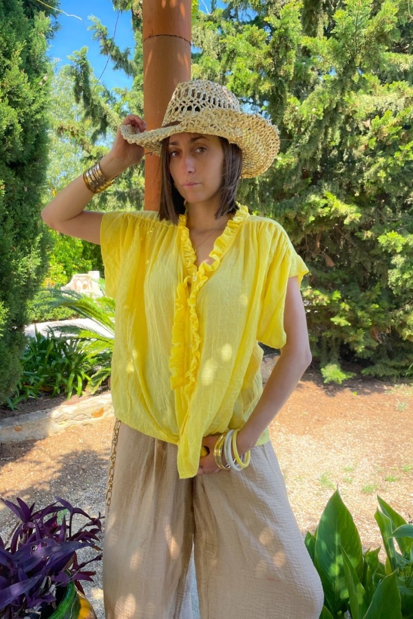 Blouse Volant Jaune Johanna ATHENA
