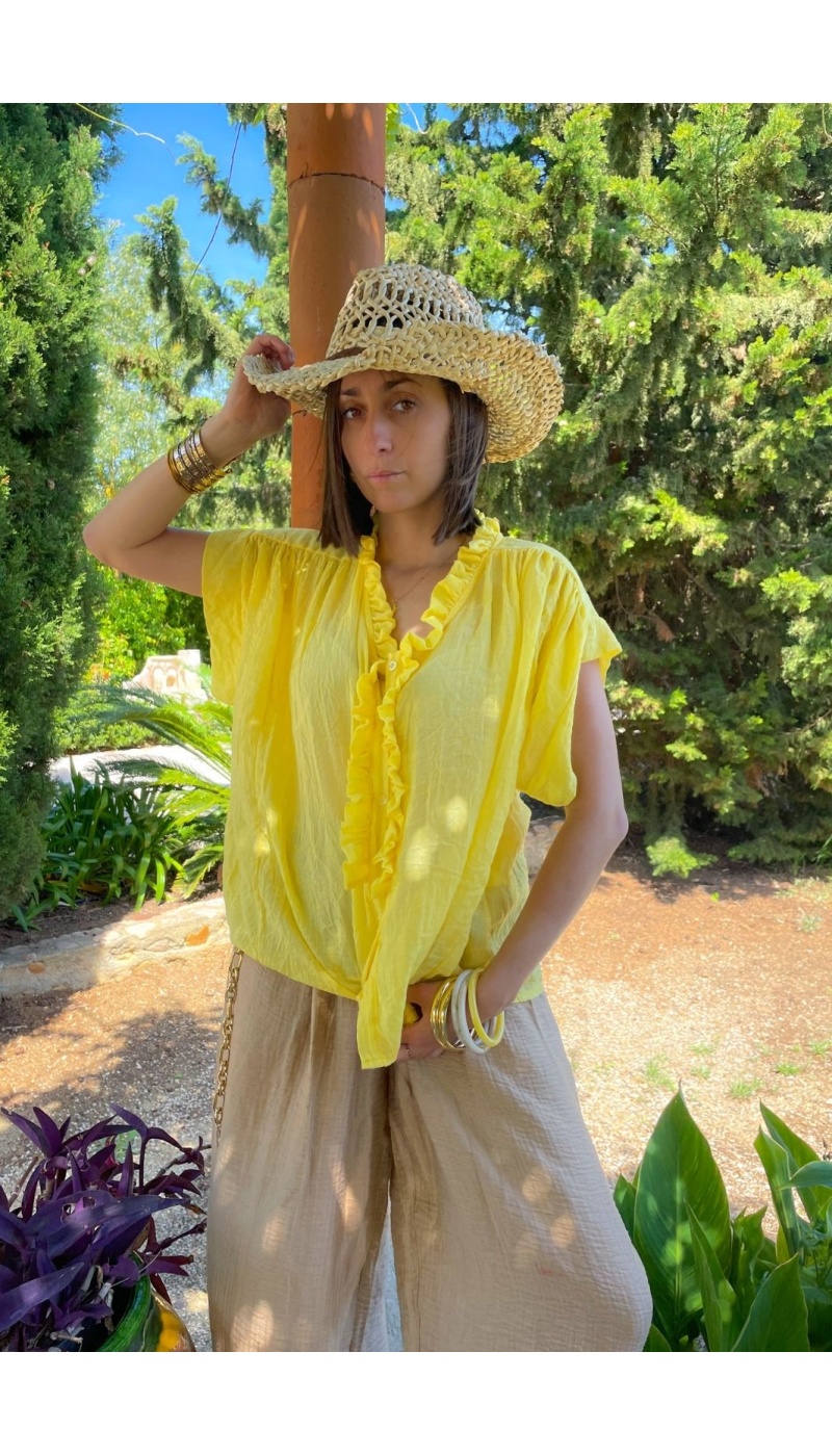 Blouse Volant Jaune Johanna ATHENA
