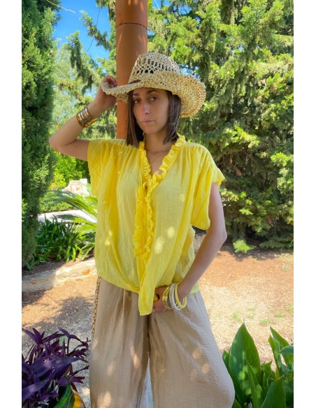 Blouse Volant Jaune Johanna ATHENA
